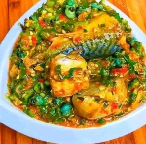Seafood Okra Serve with Swallow